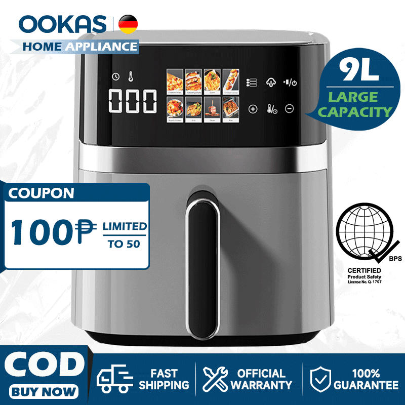 OOKAS 7L/9L Digital Touch LED Air Fryer (Brand: OOKAS