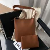 Korean Soft Leather Bucket Tote Bag for Women