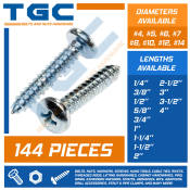 144 Pieces 4 / 5 / 6 / 8 / 10 / 12 / 14 x 3/8 up to 4 inches Panhead Metal Screw Galvanized / GI Pan Head MS Screw / Local Round Head Self Tapping Tgc