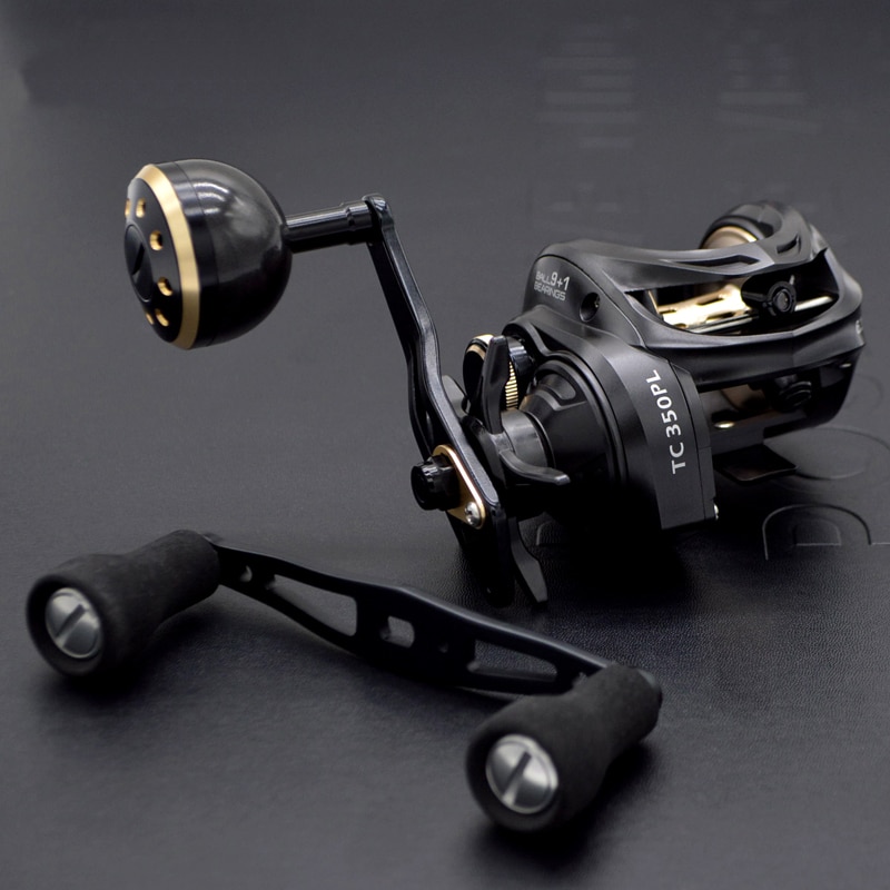 Ankeyeng TC350 Low Profile Baitcasting Reel with Extra Dual Handle 15KG  Drag 9+1 Bearings Carbon Body Saltwater Jigging Coil