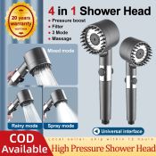 3-Mode High-Pressure Shower Head with Massage Brush and Filter