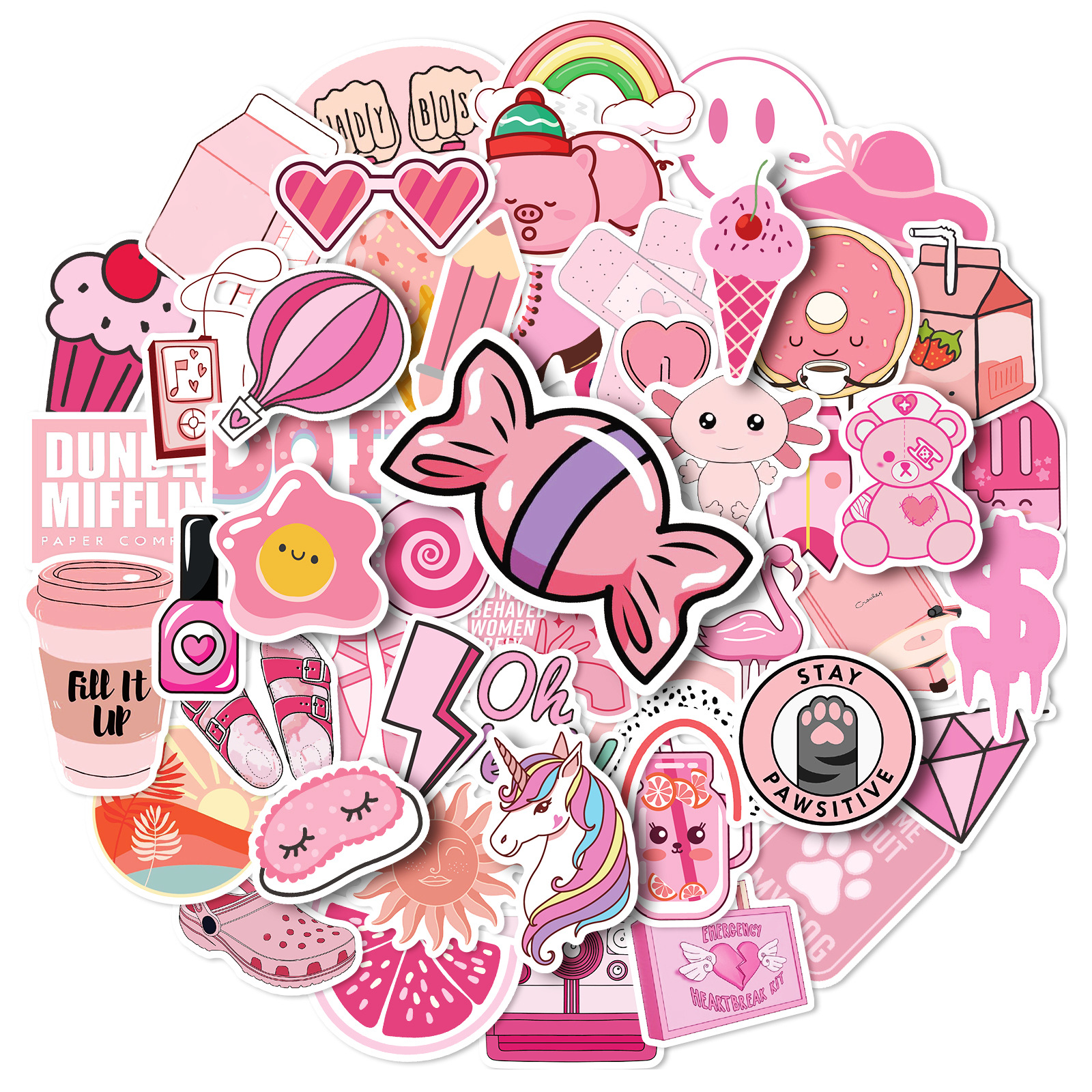 BulbaCraft 63 Pcs Kawaii Cute Anime Girl Stickers for Kids and Teens - Cute  Japanese Stickers for Water Bottles and Laptops - Cute Pink Cartoon