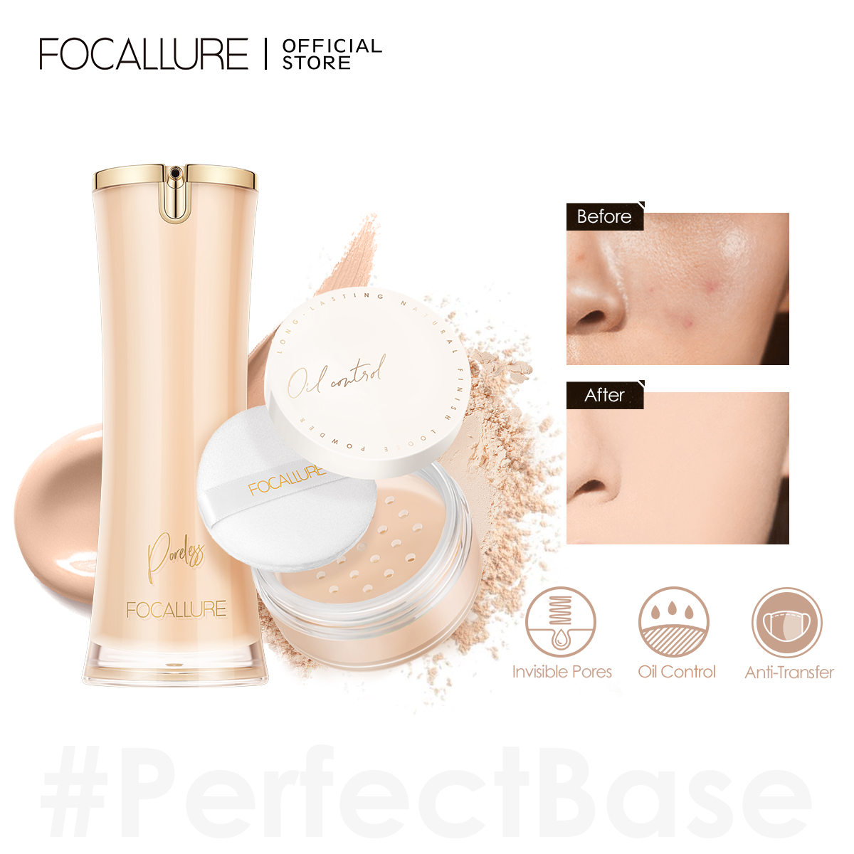 Discount on Focallure  shoes - SKU: Focallure Face Make Up Set Waterproof Liquid Matte Foundation Oil Control Loose Powder 7th Anniversa