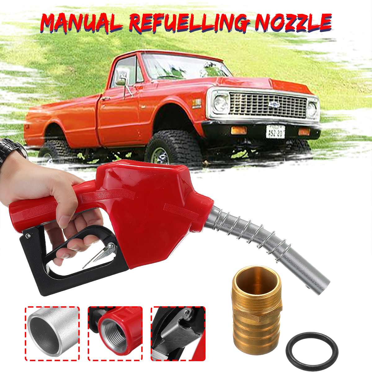 Homyl Fuel Refilling Nozzle Automatic Cut-off Fuelling Nozzles Diesel Oil Dispensing Tool Grey 