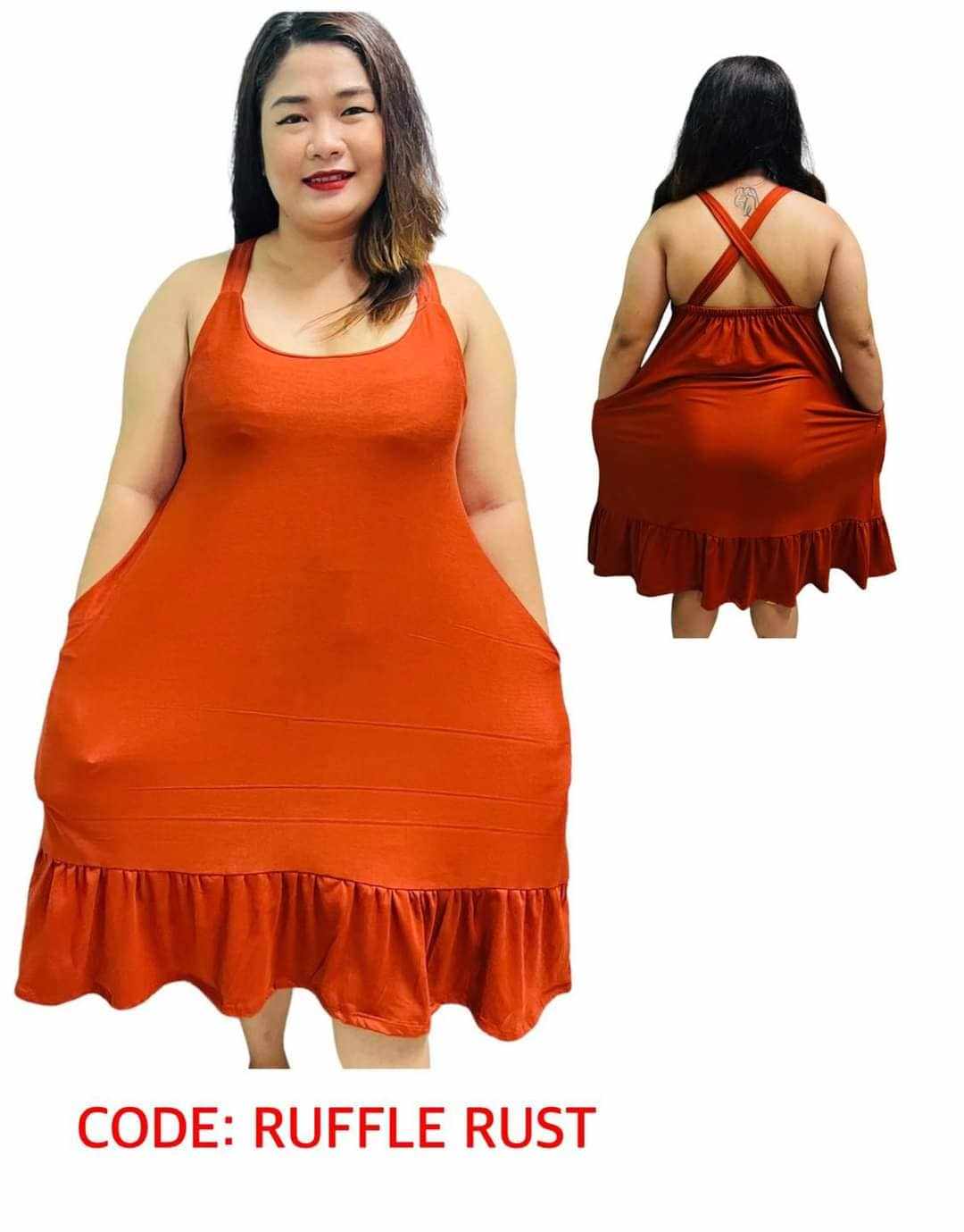 PLUS SIZE XBACK RAFFLES DRESS PLAIN COLOR UP TO 4XL - Image 4