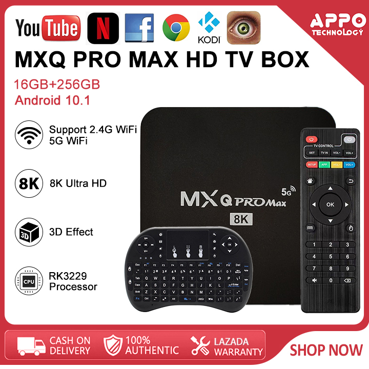 MXQ Pro Max 8K UHD Android TV Box with Touchpad Keyboard