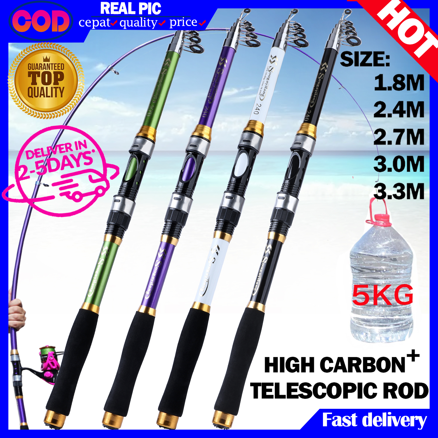 Ultra Light Telescopic Fishing Rod for Freshwater and Saltwater