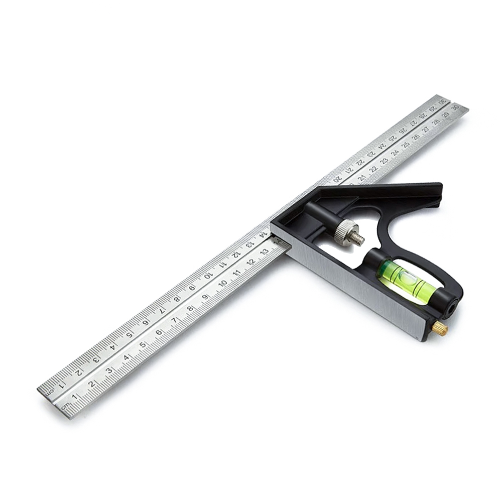 Mitsushi 300mm Adjustable Combination Square Angle Ruler gauge 45/90 Degree  With Bubble Level Multi-functional Carpenter Measure Tool
