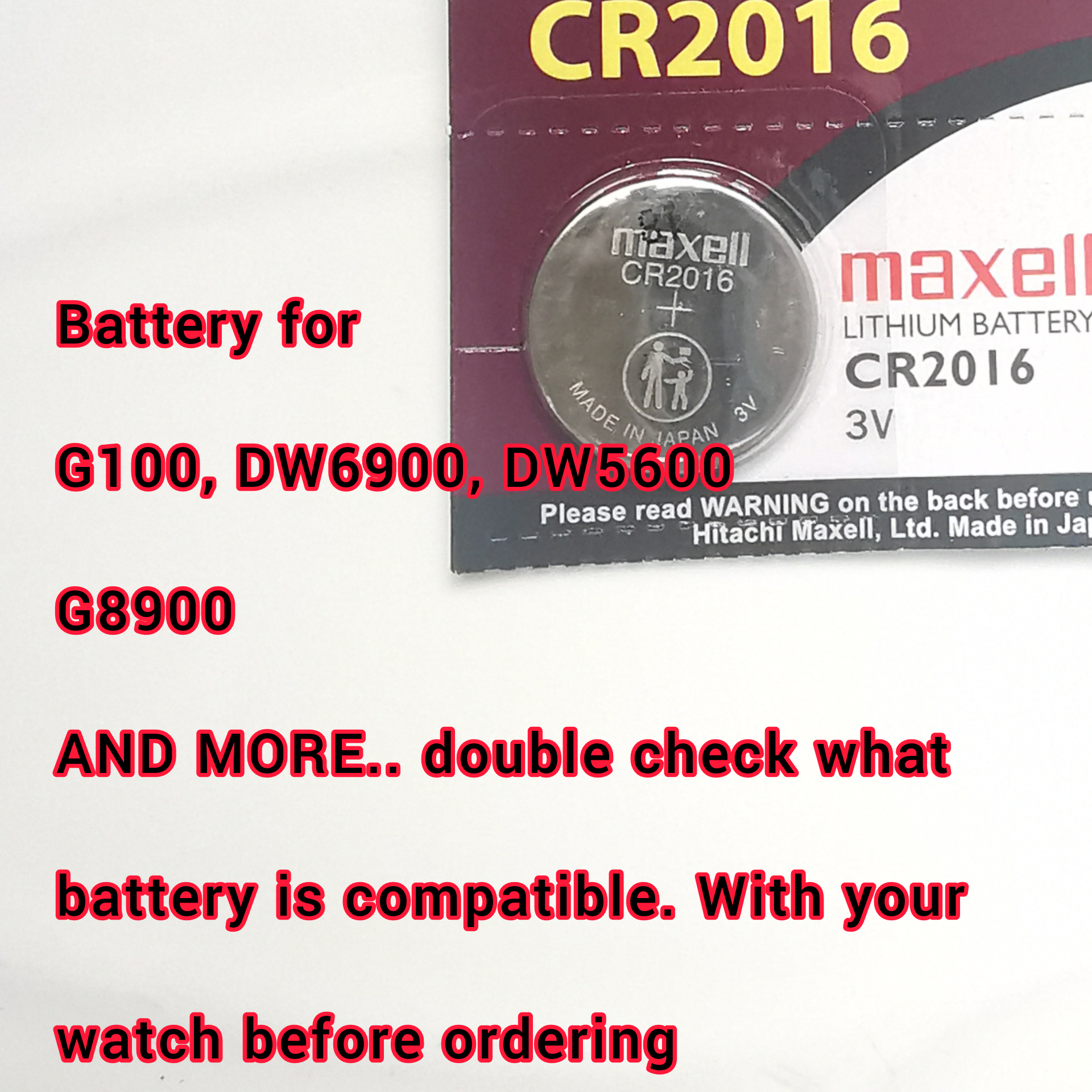 Cr2016 Original Maxell Battery for G Shock G100 DW6900 DW5600 and