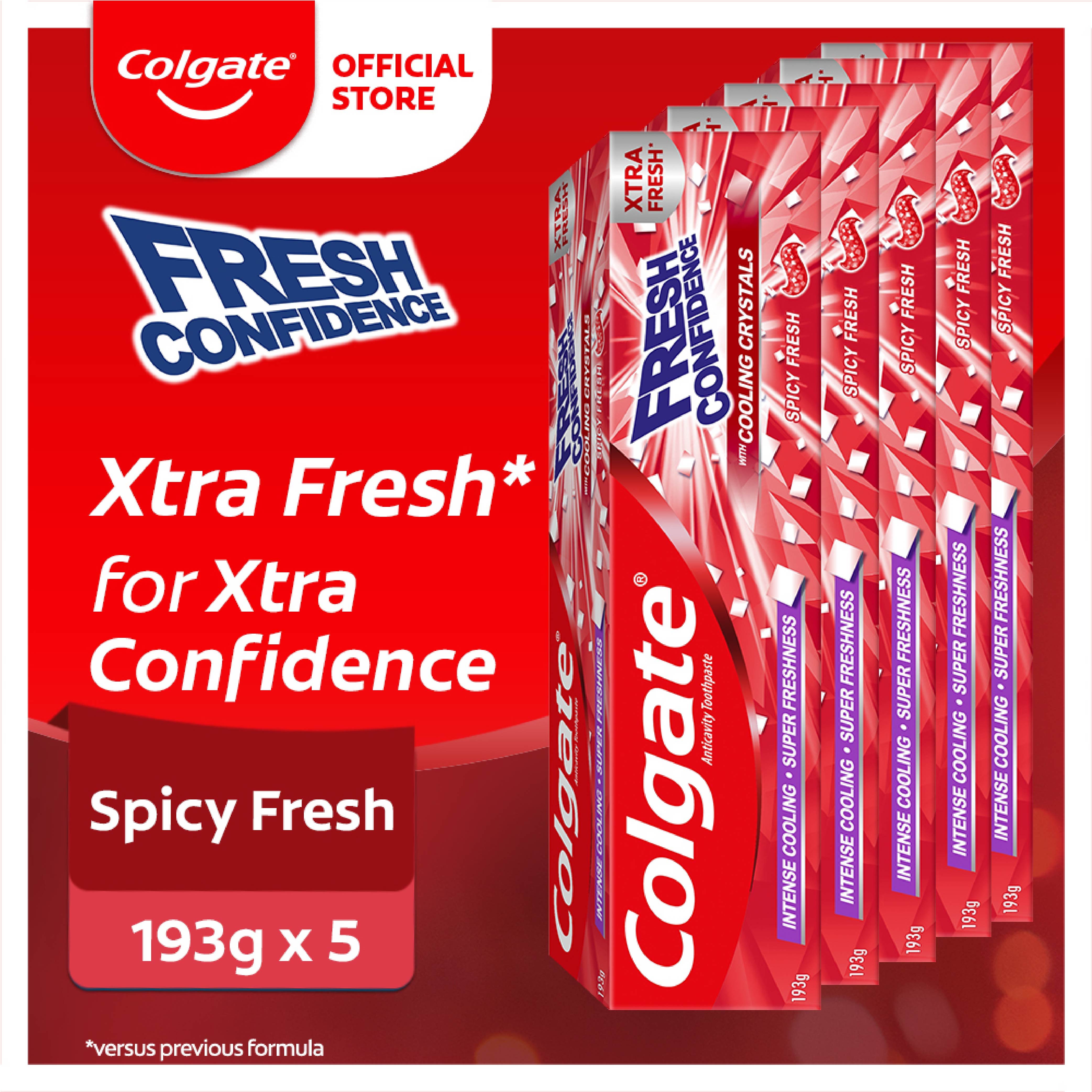 Lazada Philippines - Colgate Fresh Confidence Spicy Fresh Toothpaste for Fresh Breath 193g, Pack of 5