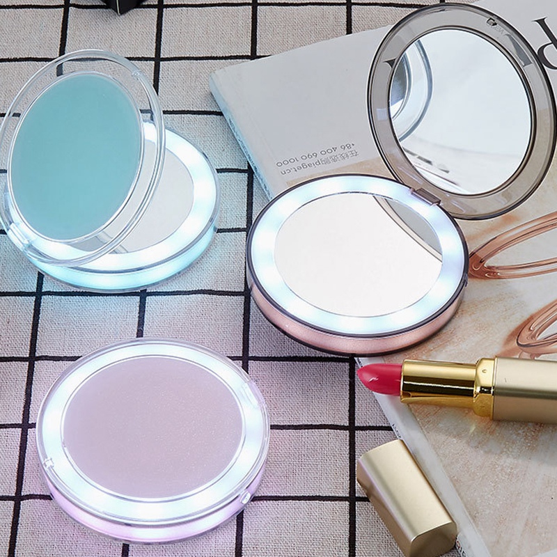 Compact Vanity Mirror With Led Light, Small Portable Lighted Makeup Mirror