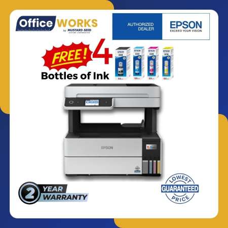 Epson Printer / Epson EcoTank L6490 Adf / 3 in 1 Printer Continuous Ink / Wireless Printer / Printer with Scanner and Xerox / Printer Ink Tanks / Printer for Student / Printer for Small Business / Free Ink / Pigment Printer 008 Inks