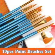 10pc Professional Artist Paint Brush Set - Acrylic & Watercolor