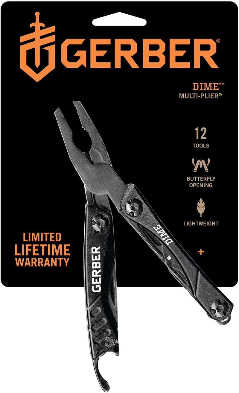 Gerber Gear Dime 12-in-1 Mini Multi-tool - Needle Nose Pliers, Pocket  Knife, Keychain, Bottle Opener - EDC Gear and Equipment - Black -  Multitools 