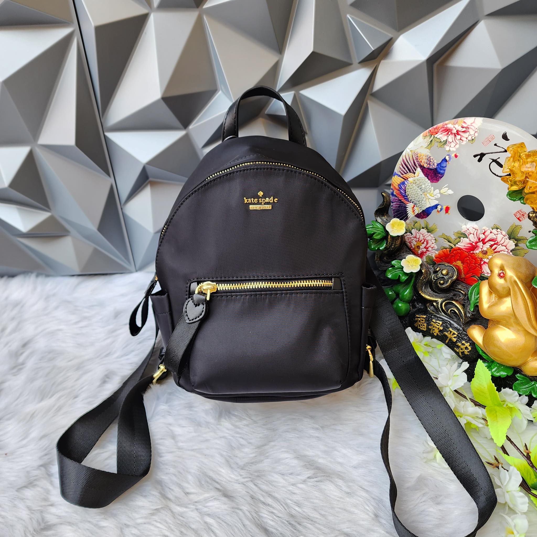 Kate spade store black nylon backpack