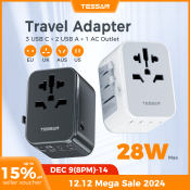 TESSAN Universal Travel Adapter with 5 USB Ports