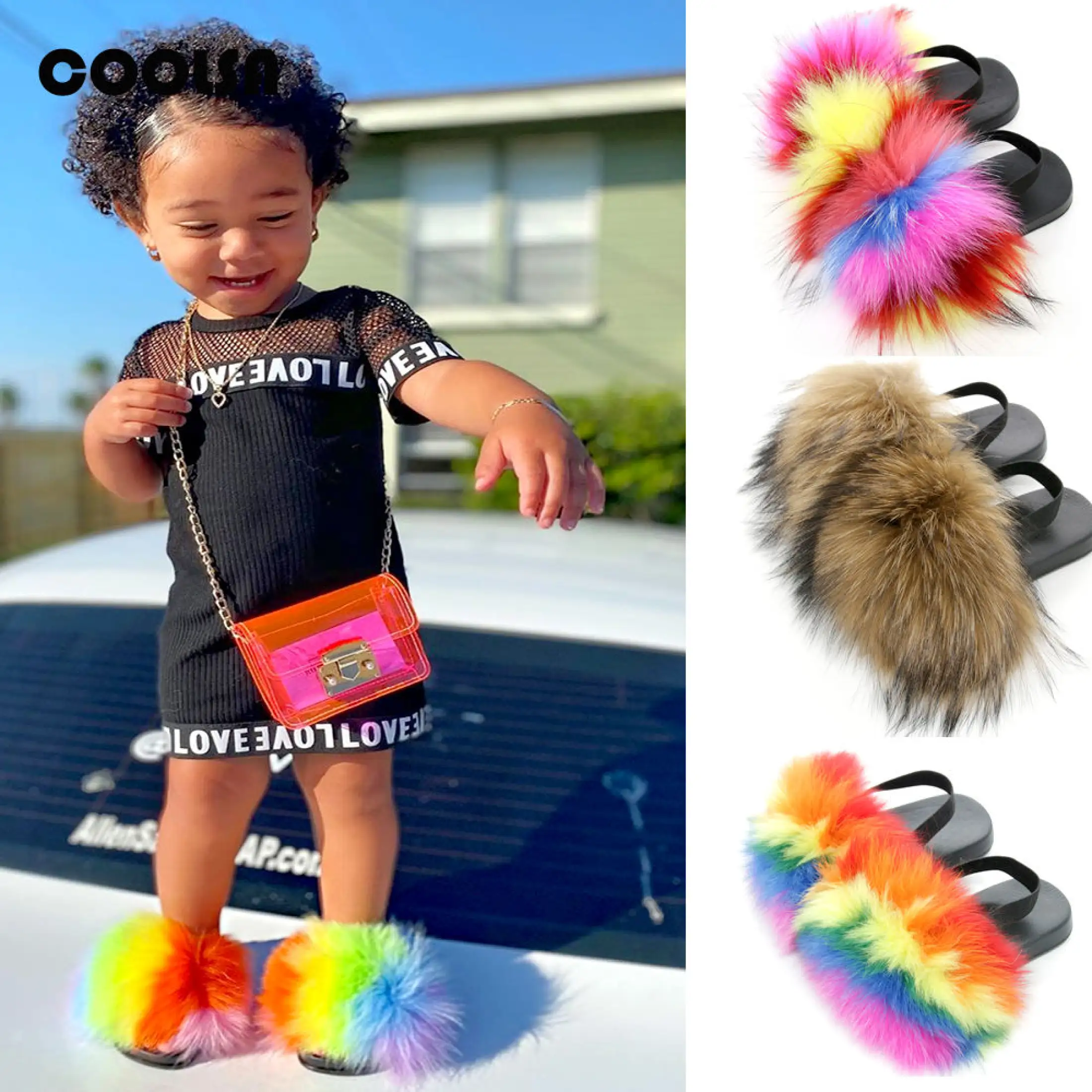 furry kids slippers