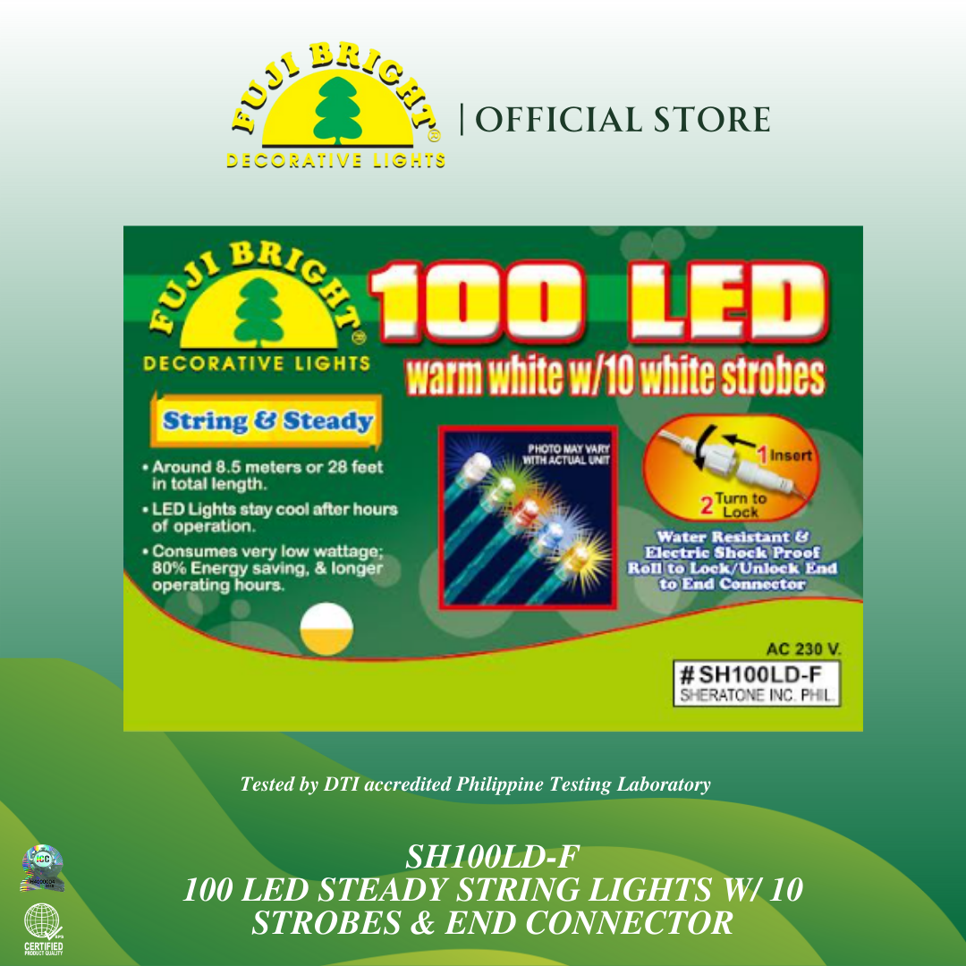Product photo of Fuji Bright 100-LED Warm White String Lights from its Lazada listing