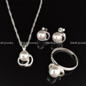 925 Silver Pearl Jewelry Set with Free Jewelry Box