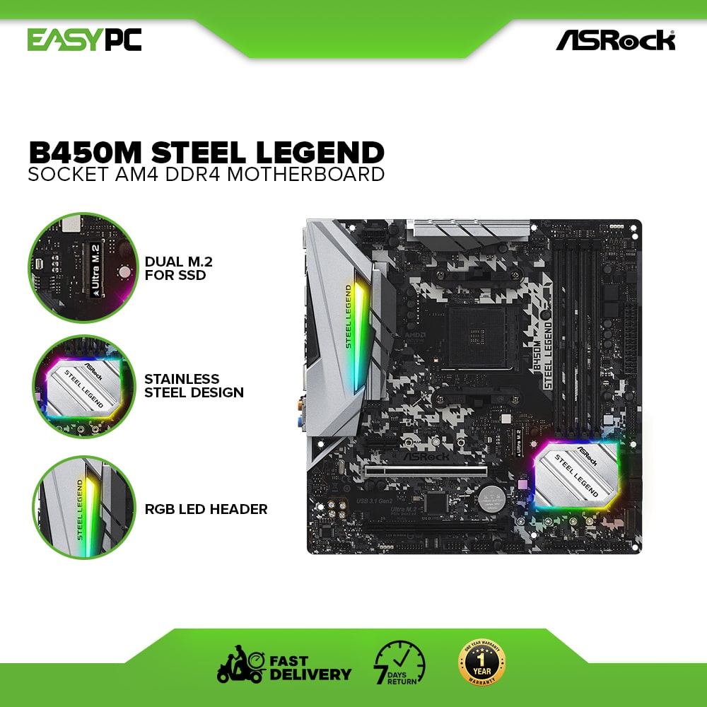 Motherboard Asrock Asrock B450 Pro4 M2 Ssd Asrock B450m Steel
