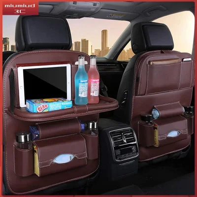 Leather Car Seat Back Multi-pocket Folding Storage Organizer (3)