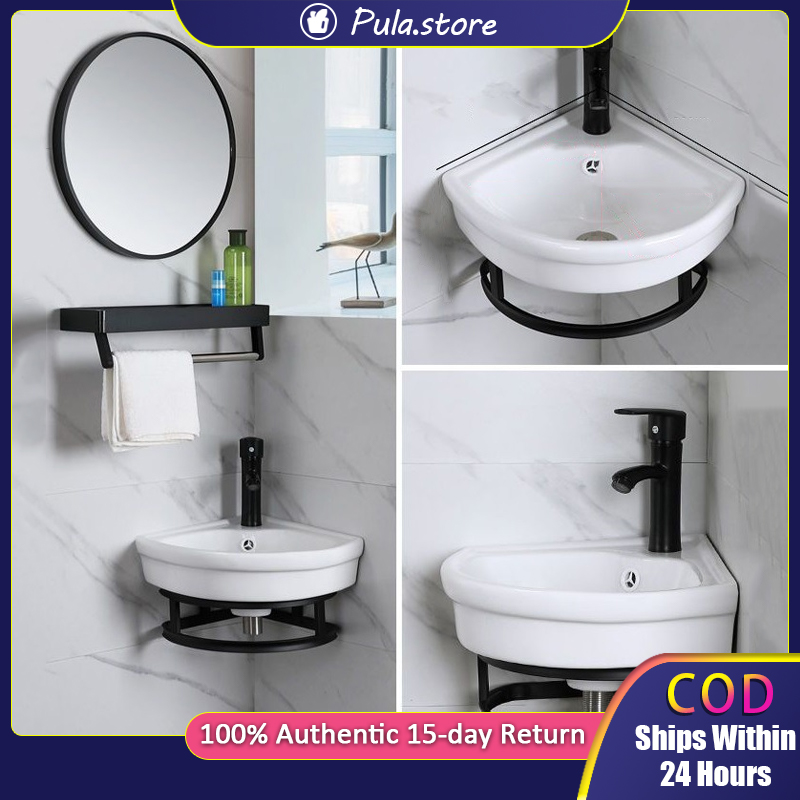 4320 Triangle Aluminum Bathroom Sink Cabinet Set - White Ceramic