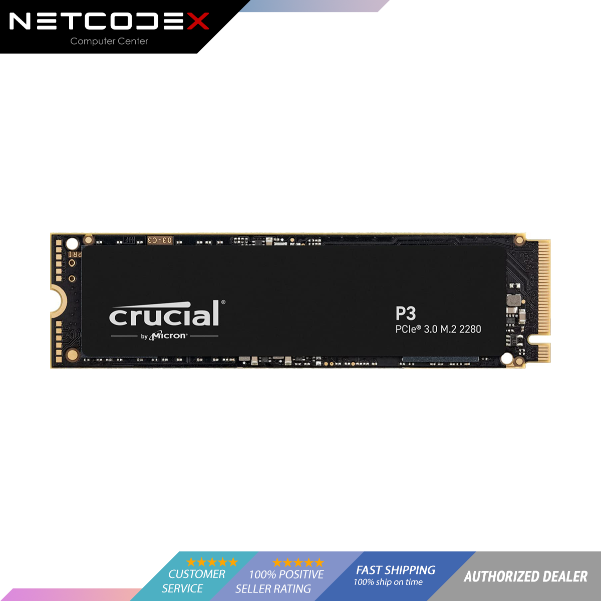 Crucial P3 1TB PCIe 3.0 3D NAND NVMe M.2 SSD, up to 3500MB/s - CT1000P3SSD8  