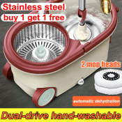 360° Rotating Stainless Steel Mop with Squeezer and Cloth