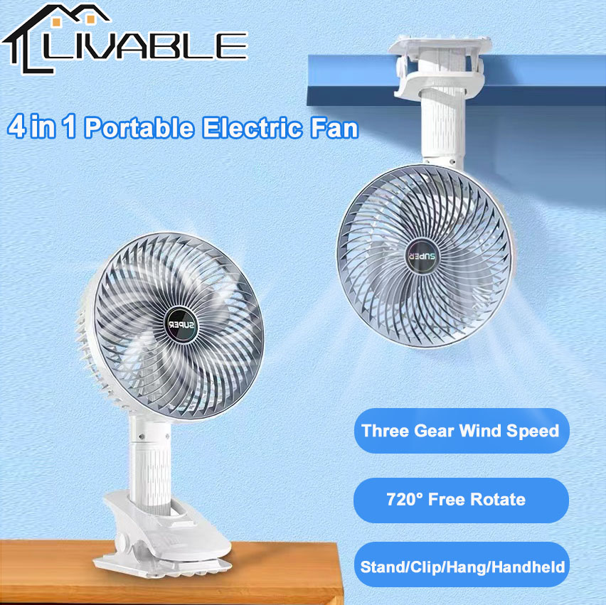 LIVABLE Portable Stand fan 5 Blades Standfan Adjustable Mini Stand Fan Home Electric Fan