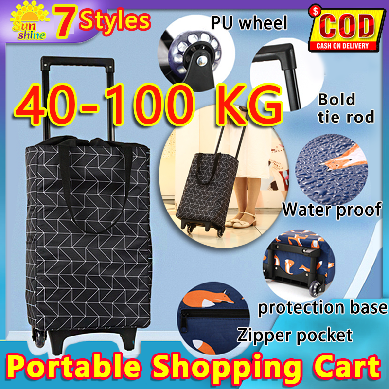 "Folding Trolley Bag with Wheels for Market Shopping, 40KG"