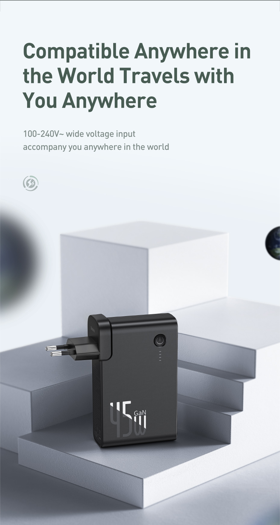 Baseus 45W GaN 2 in 1 Quick Charger & 10000mAh Powerbank PD3.0 ...