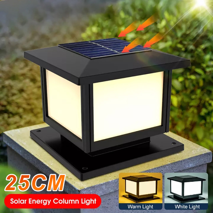 Vimite Led Solar Post Light Outdoor Waterproof Automatic Sensor Fence Column Lamp Decorative Garden Lights for House Gate Pillar Lighting Warm White