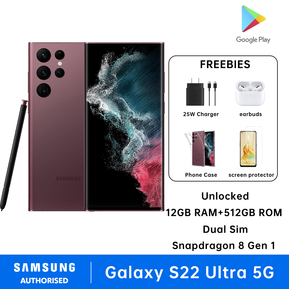 Samsung Galaxy S22 Ultra 5G Smartphone Dual Sim 12GB RAM + 512GB ROM Factory Unlocked Snapdragon 8 Gen 1 Cellphone 5000 mAh Presyo 34,999 Piso*Libreng Shipping