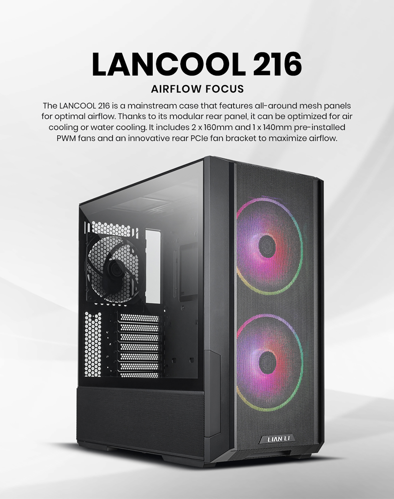 Lian Li Lancool 216 RGB Tempered Glass ATX Mid-Tower Computer Case - White  - Micro Center