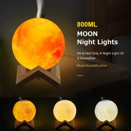 Moon Lamp Air Humidifier with LED Night Light and Aroma