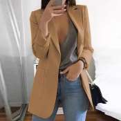 D#8052 Ladies Long Sleeve Slim Blazer Suit Coat Work Jacket For Women
