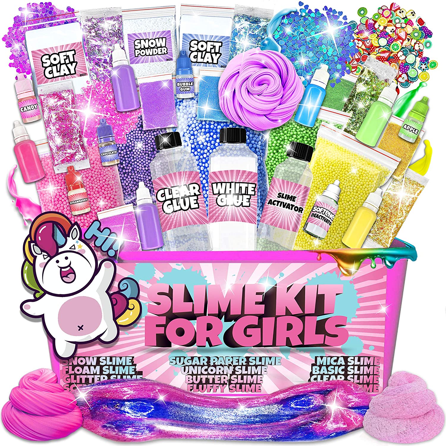 Galaxy Slime Kit With Glow In The Dark Stars&slime Powder To Make Glitter  Slime & Galactic Slime For Boys And Girls