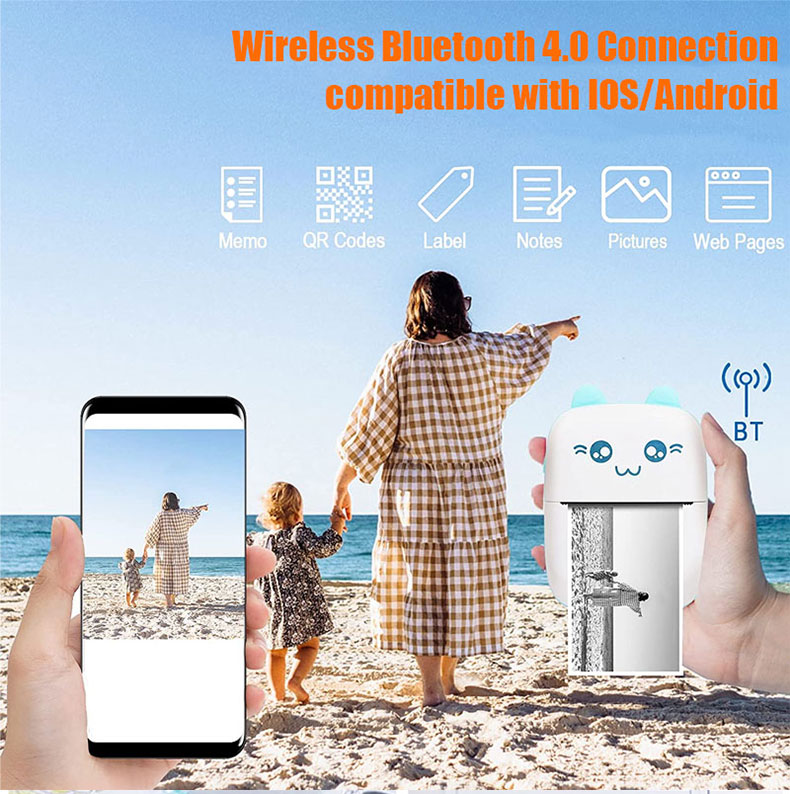 Thermal Printer Wireless Bluetooth Mini Portable Pocket Thermal Printer Paper Photo Pocket Office Printer