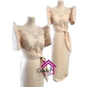 Mestiza Mother Gown with Lace on Top