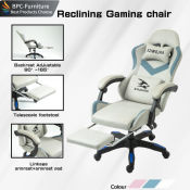 Bpc Leather Gaming Chair with Foot rest Ergonomic Computer Chair freely adjustable height Office Chair Reclining Massage Gaming Chairs