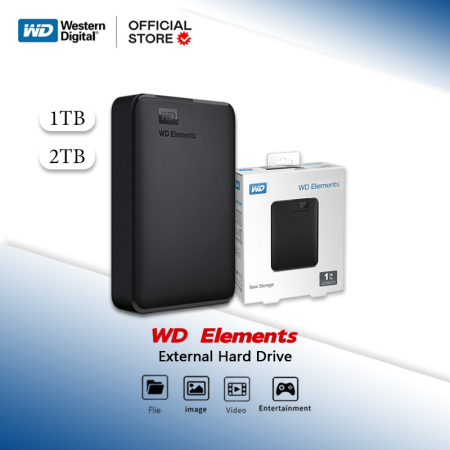 WD Elements Portable External Hard Drive 1TB/2TB USB 3.0, 3