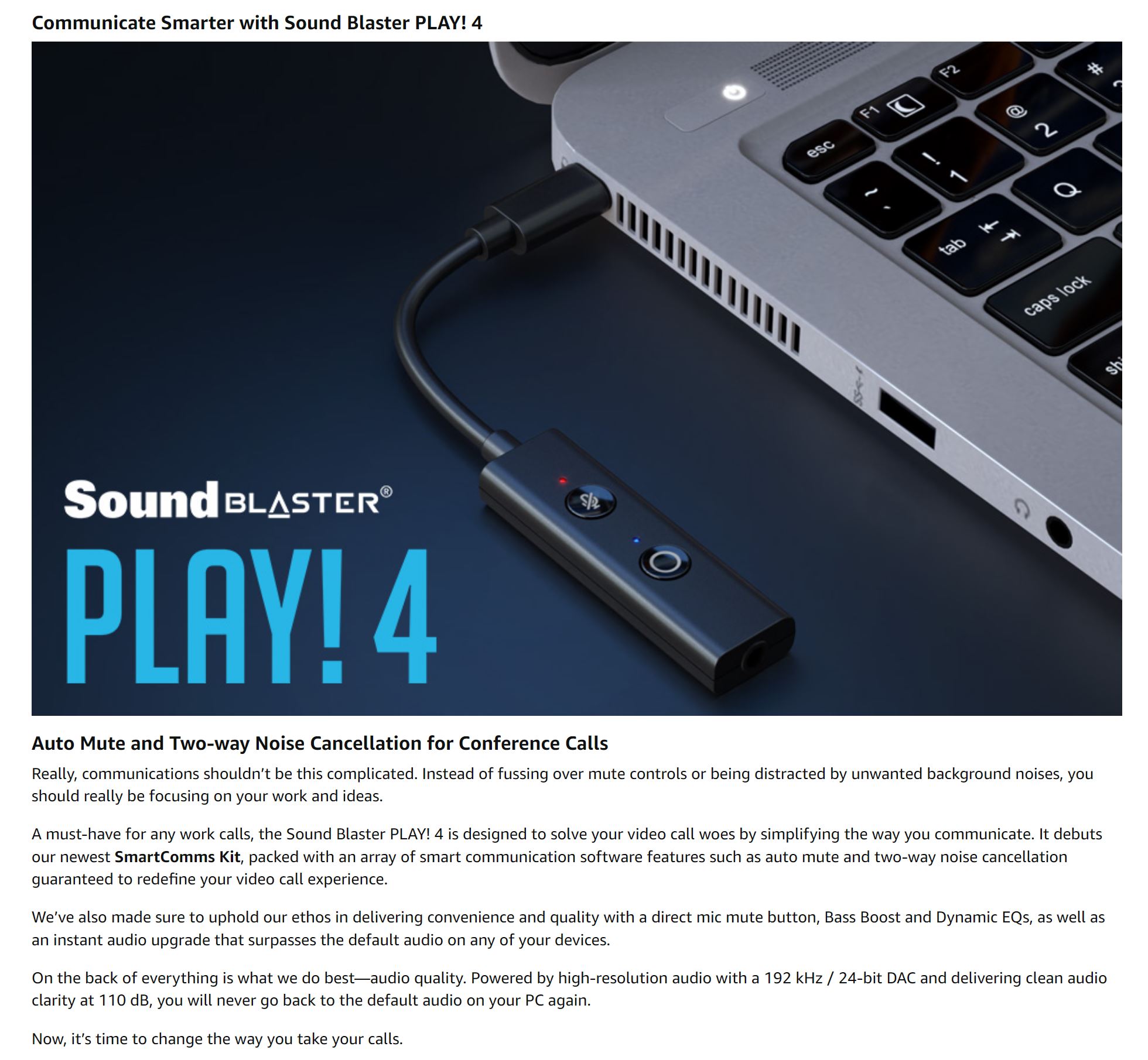 Creative Sound Blaster Play! 4 - Hi-res External USB-C DAC and