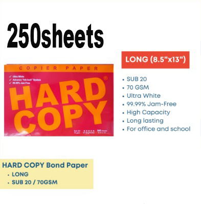 Long - printer paper Sold per 250 sheets Hard Copy /Bond Paper