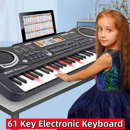 61 Keys Electronic Keyboard Piano Digital Piano with Music Stand Small Microphone with Power Supply Portable Keyboard Piano