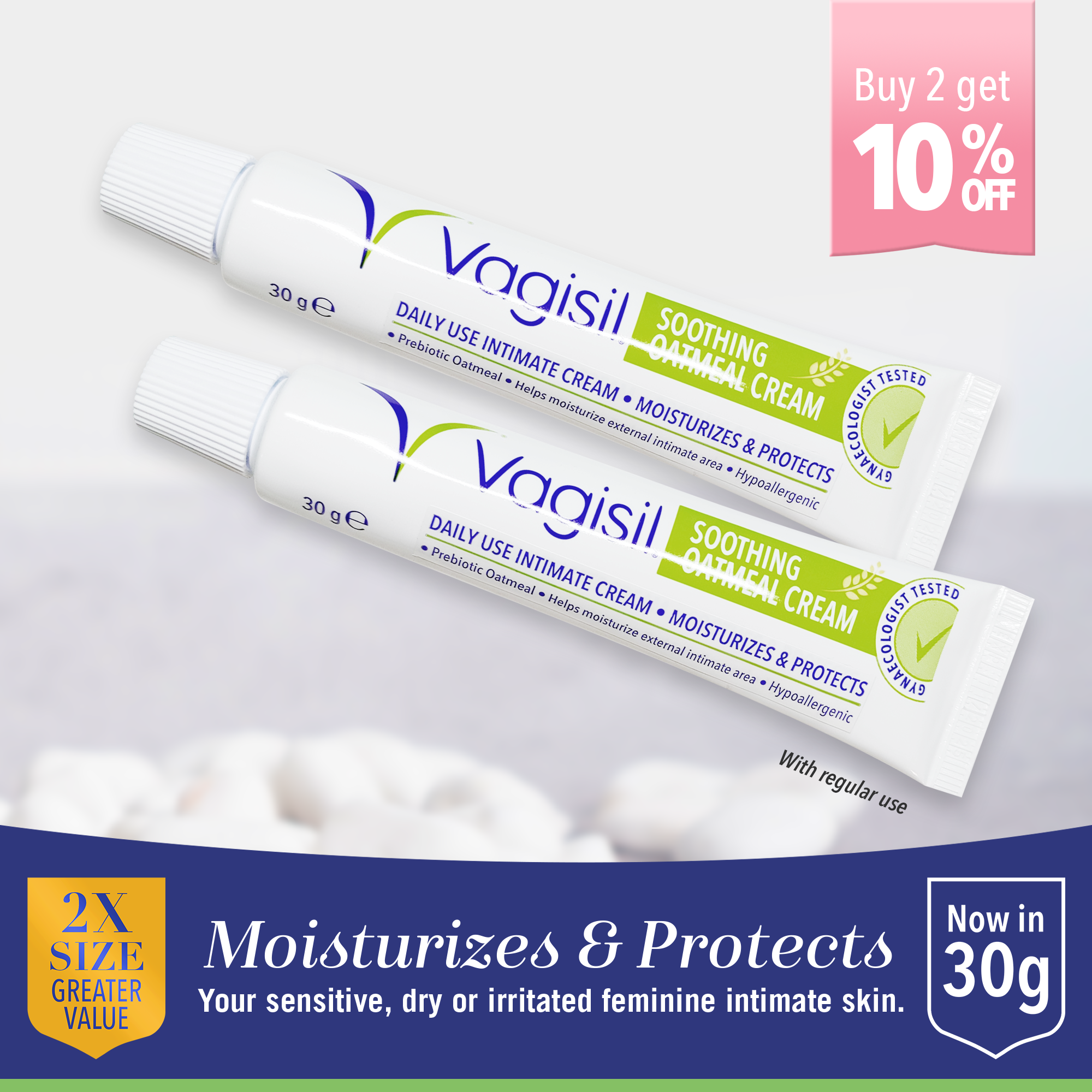 Vagisil Daily Soothe And Protect Cream With Prebiotic Oatmeal 30g - View #4