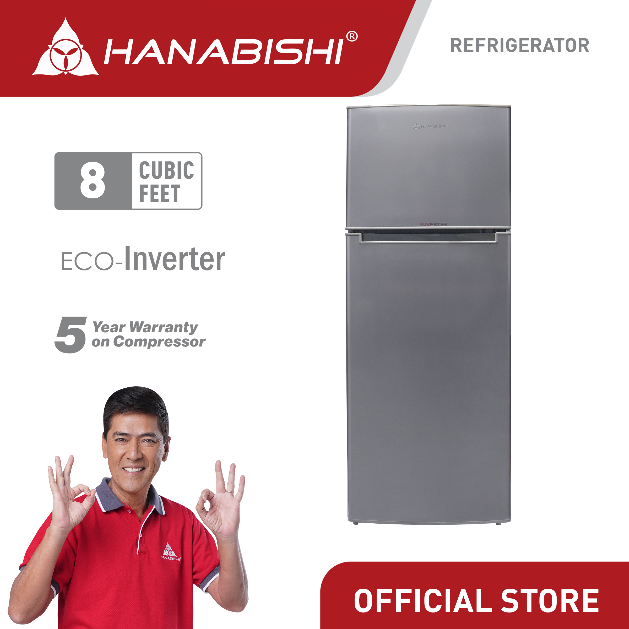 hanabishi 2 door personal refrigerator