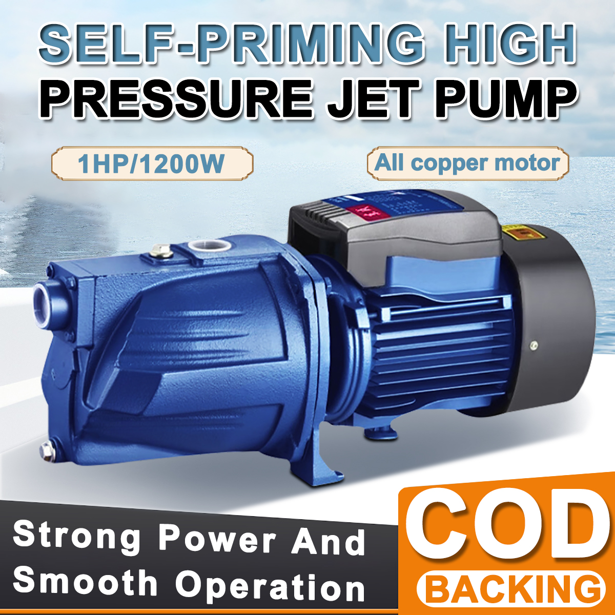 1200W Electric Water Booster Pump - High Suction Jet Pump