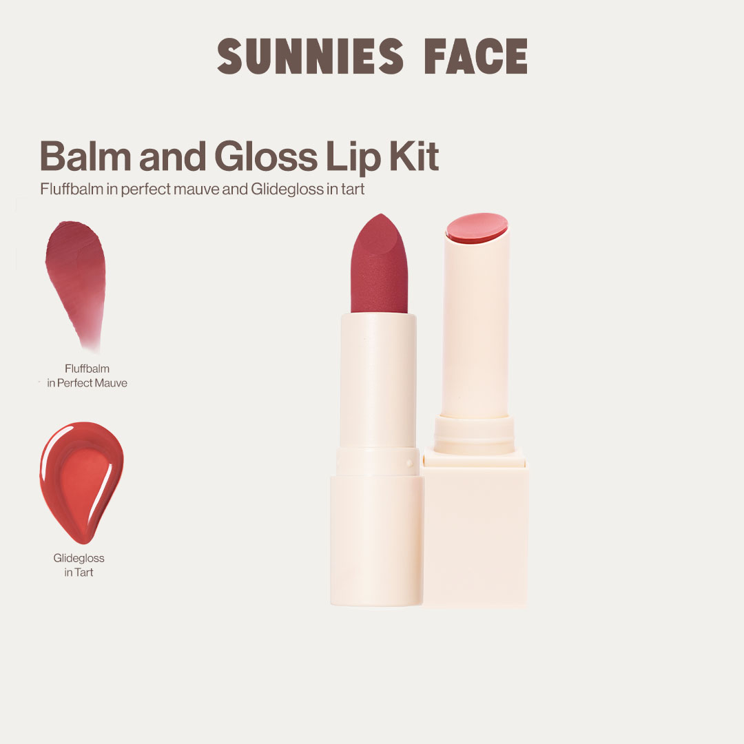 Discount on Sunnies Face  shoes - SKU: Sunnies Face Lip Kit [Fluffbalm + Glidegloss] (Perfect Mauve +Tart)