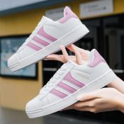Adidas Women's All-match Breathable Sneakers, White/Pink, Size 35-40