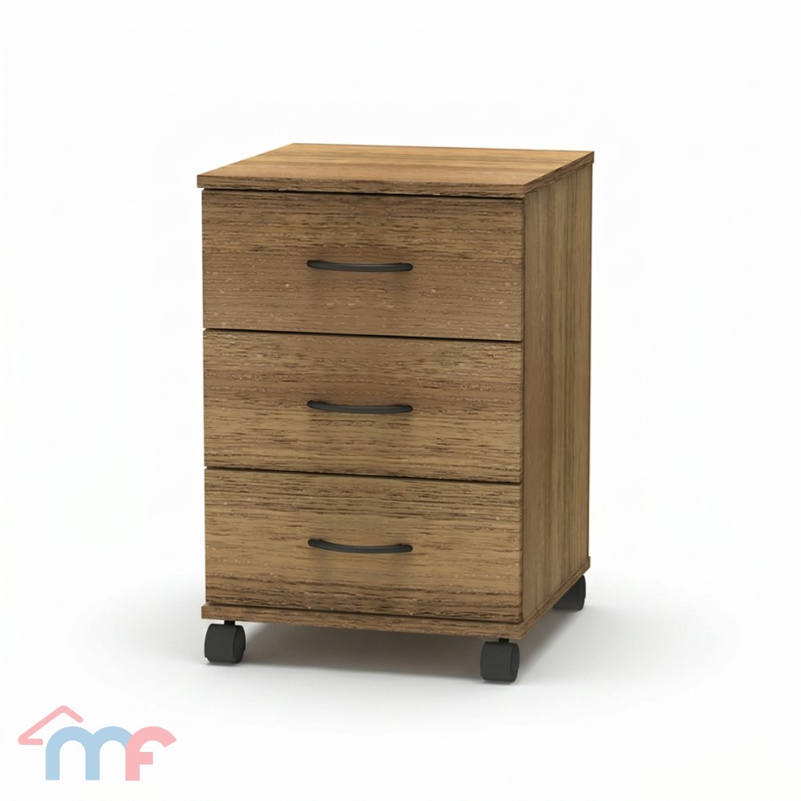 Product photo of Mandaue Foam Starki 3-drawer mobile cabinet (oak-look) from its Lazada listing